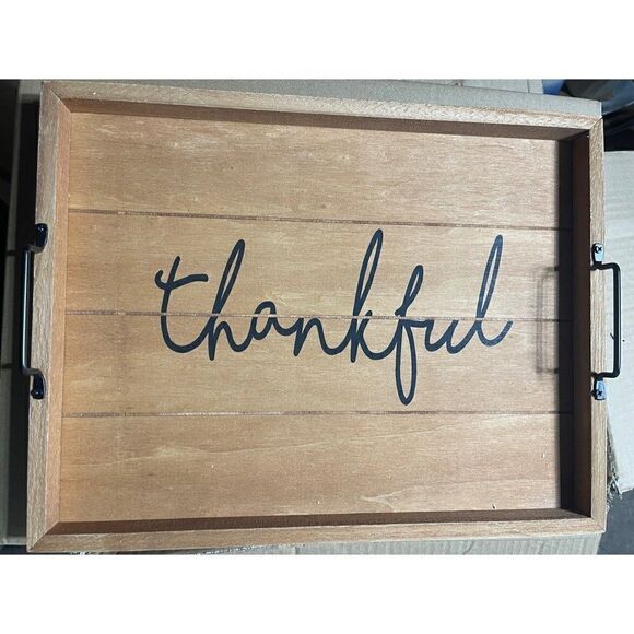 Elegant Designs HG2000-NTF Decorative Wood Serving Tray w/ Handles, 15.5… - Picture 2 of 3